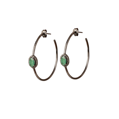Jewel Hoops (Emerald and Diamonds)